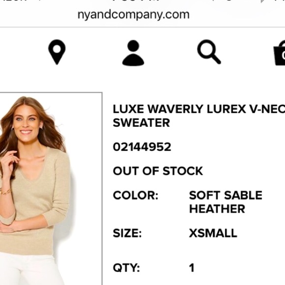 NY&Company Gold V-Neck Sweater - Picture 3 of 4